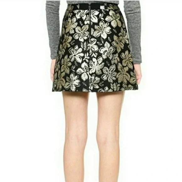 Alice + Olivia mini Black & Gold Jacquard Mini Skirt - Picture 2 of 9